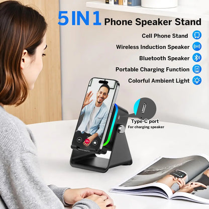 Auto induction speaker with built-in stand