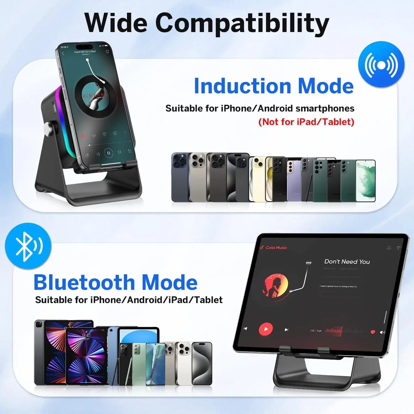 Auto induction speaker with built-in stand