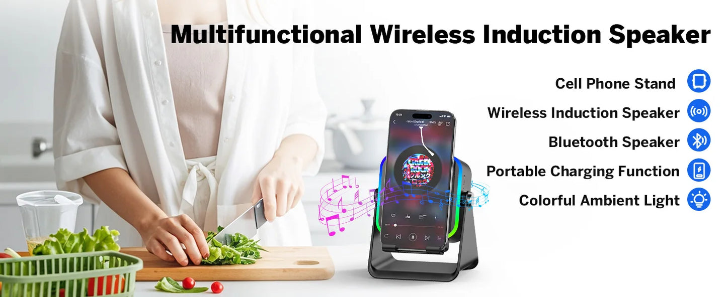 Auto induction speaker with built-in stand